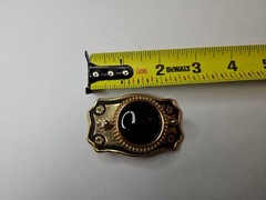 Gold Color Oval Western Natural Black Onyx Cabochon Cab Belt Buckle