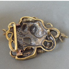 Casting Solid Brass Skull Snake Belt Buckle,Punk Skull Unique Men&rsquo;s Buckle, gift