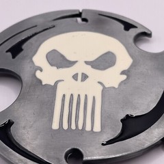 PUNISHER THROWING STAR BELT BUCKLE Silver Tone PEWTER Black And White Enamel