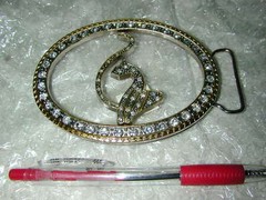 BELT BUCKLE Treble Clef Musical Note Music Performer Rhinestones Dazzling Bling