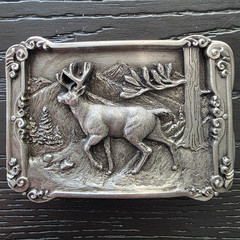 Vintage 1984 Williams Oregon Buck Deer Belt Buckle V-29 Wildlife Deer Scene