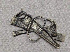 vintage USA made CARPENTER belt buckle TOOLS handyman craftsman BRASS western