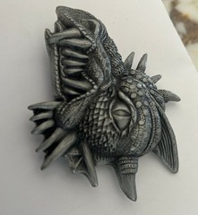 Vintage Pewter Dragon Head Belt Buckle Mythical Serpent Western Style Gift