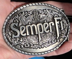 Marine Corps USMC Semper Fi Military Belt Buckle Oval Metal Men choose color