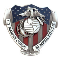 US Marine Corps Semper Fidelis Metal Enameled 3D Belt Buckle