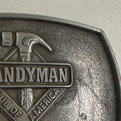 Handyman Club of America Life Member Belt Buckle Vintage 1996 Pewter Finish