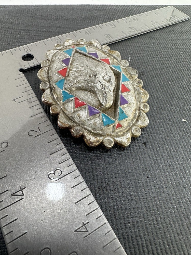 Vintage 1996 Great American Buckle Co Eagle Head Belt Buckle Solid Pewter