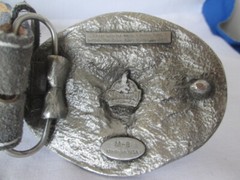 1992 Siskiyou Southwestern Buffalo Skull Feather Buckle Turquoise & Belt Size 36