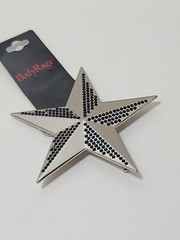 Silver With Black Sparkling Stones. Star Metal Fashion Belt Buckle