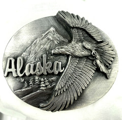 VTG Mens Siskiyou Buckle Co Alaska Bald Eagle Belt Buckle Pewter Americana Lot27