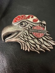 Vtg Harley Davidson Belt Buckle Marked American Eagle / bandana stars 2”x1” s