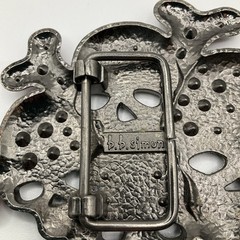 Qty (2) b.b. simon Red and White Skull Belt Buckles Black Chrome
