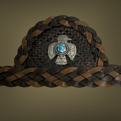 Lot Of 3 Texas Lone Star Western Belt Buckles And 5 Braided Leather Hat Bands