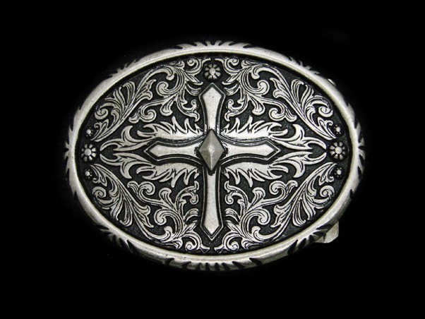 TC03174 REALLY NICE **IRON CROSS ORNAMENTAL** FASHION ART PEWTERTONE BELT BUCKLE