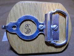 Belt Buckle – Wood with Swirled Insert – Signed RVS – 3 »x2 » – 1D
