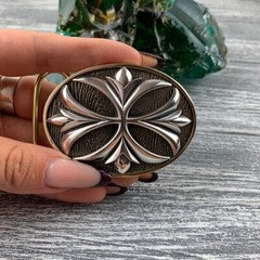 Belt buckle brass, sterling silver 925, Maltese cross, Cross buckle