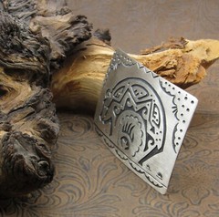 Satin Finished Sterling Silver Overlay Spirit-Line Bear Belt Buckle