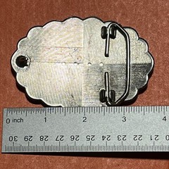 VTG Western Floral Oval BeltBuckle Silver Tone Scalloped Scrollwork Sunburst B21