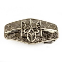 Warship done! German silver belt buckle, ukrainian trident, russian combat ship