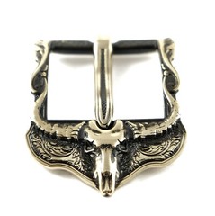German silver belt buckle American Buffalo Skull, pin type, Bison skull buckle
