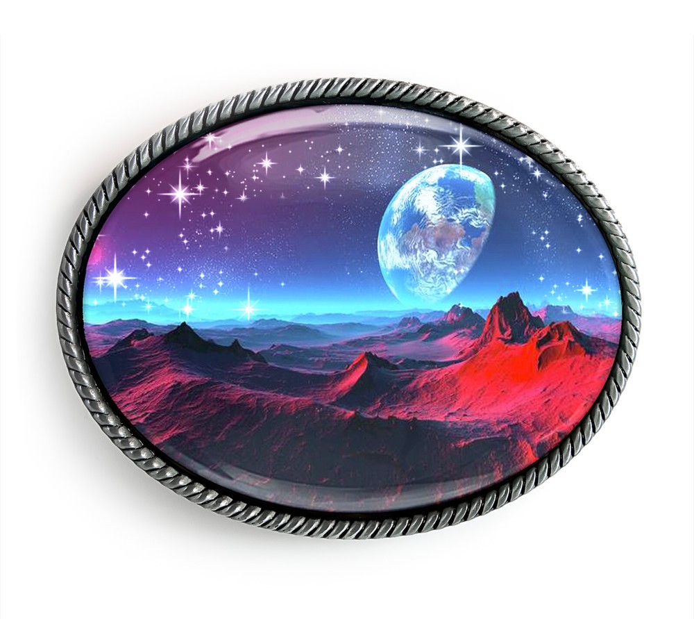 Belt Buckle – Alien Fantasy Landscape Outer Space Belt Buckle – 629