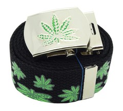 3D « MARIJUANA » MILITARY CANVAS WEB BELT & BUCKLE 60 inches