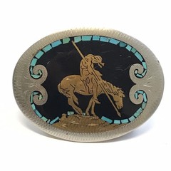 Vintage Johnson & Held Native American End of the Trail Southwest Belt Buckle