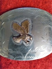 Hand Crafted STAINLESS STEEL BELT BUCKLE WITH BRASS Landing EAGLE