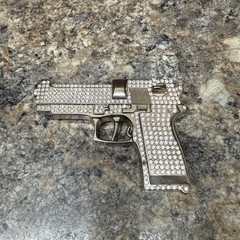 GUN THEME BELT BUCKLE ENCRUSTED WITH SPARKLING CRYSTALS – LARGE – GW-15