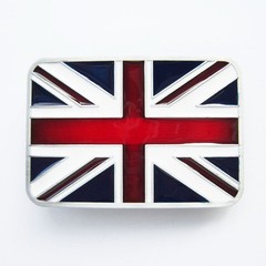 Vintage Style Enamel UK Union Jack Flag Rectangle Belt Buckle