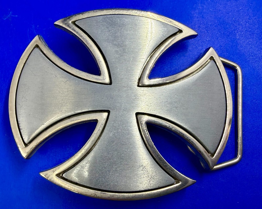 Maltese Celtic Iron Cross Gothic Punk Biker Vibe Cutout Silver Color Belt Buckle