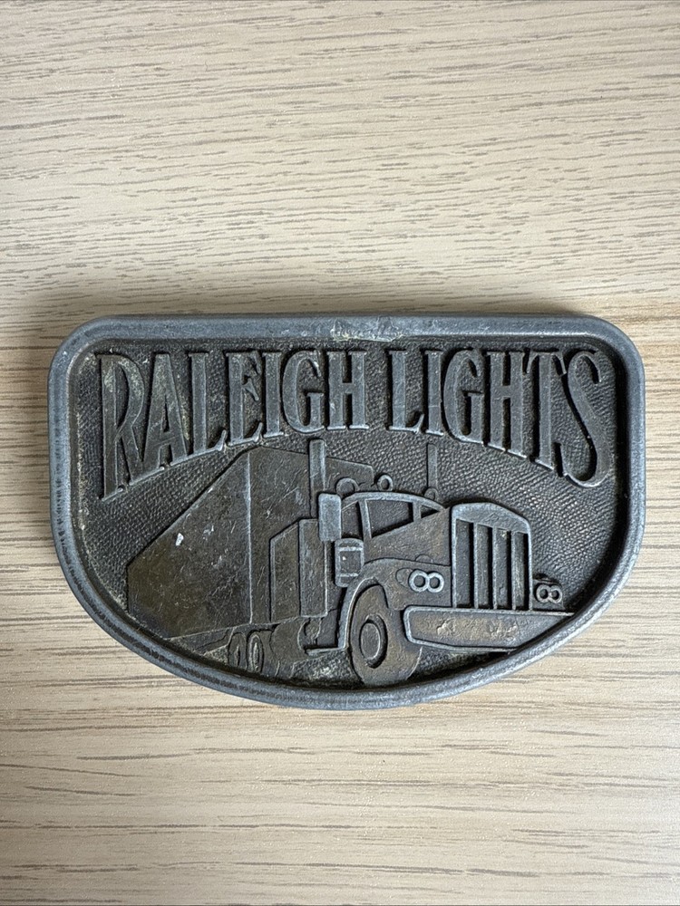 Belt Buckle Vintage Raleigh Lights Trucker Pewter 1980 Tobacco Cigarettes