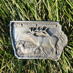 Vintage Iowa wildlife federation elk Western Metal Belt Buckle