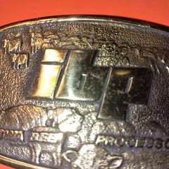 Vintage IBP Iowa Beef Processors Belt Buckle Brass Tone The Buckle Works FC-80