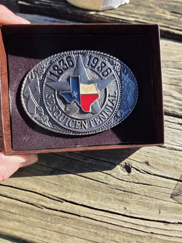 Vintage TL&B Brass Texas Sesquicentennial 1836-1986 Metal Belt Numbered 1508