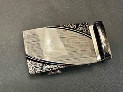 Ornate Flower Swirl Pattern Replacement Silver & Black Color Belt Buckle