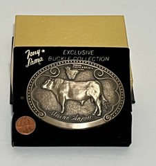 Tony Lama Brass Belt Buckle Maine Anjou Cattle Breed Series 1st Edition NOS