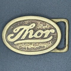 Vintage Thor Motocross Belt Buckle Brass Tone Oval Racing Logo Unisex