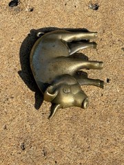 Vintage 1978 Baron Solid Brass Pig Swine Belt Buckle