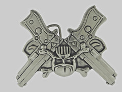 Skull Belt Buckles Gun Silver Metal Emblem Vintage Pirate Men Women Goth Tattoo