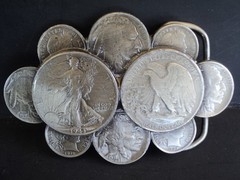 The Great American Buckle Co. Serial # 1038 U.S. Coin Cluster Belt Buckle 1983.