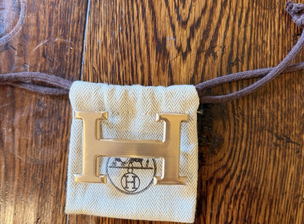 Hermès H Logo Reversible Interchangeable Belt Buckle Metal 1.25&Prime; Gold/Silver