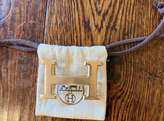 Hermès H Logo Reversible Interchangeable Belt Buckle Metal 1.25&Prime; Gold/Silver