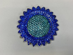A Blue Green Sea Of Rhinestones – Starburst Cutout Vintage Belt Buckle