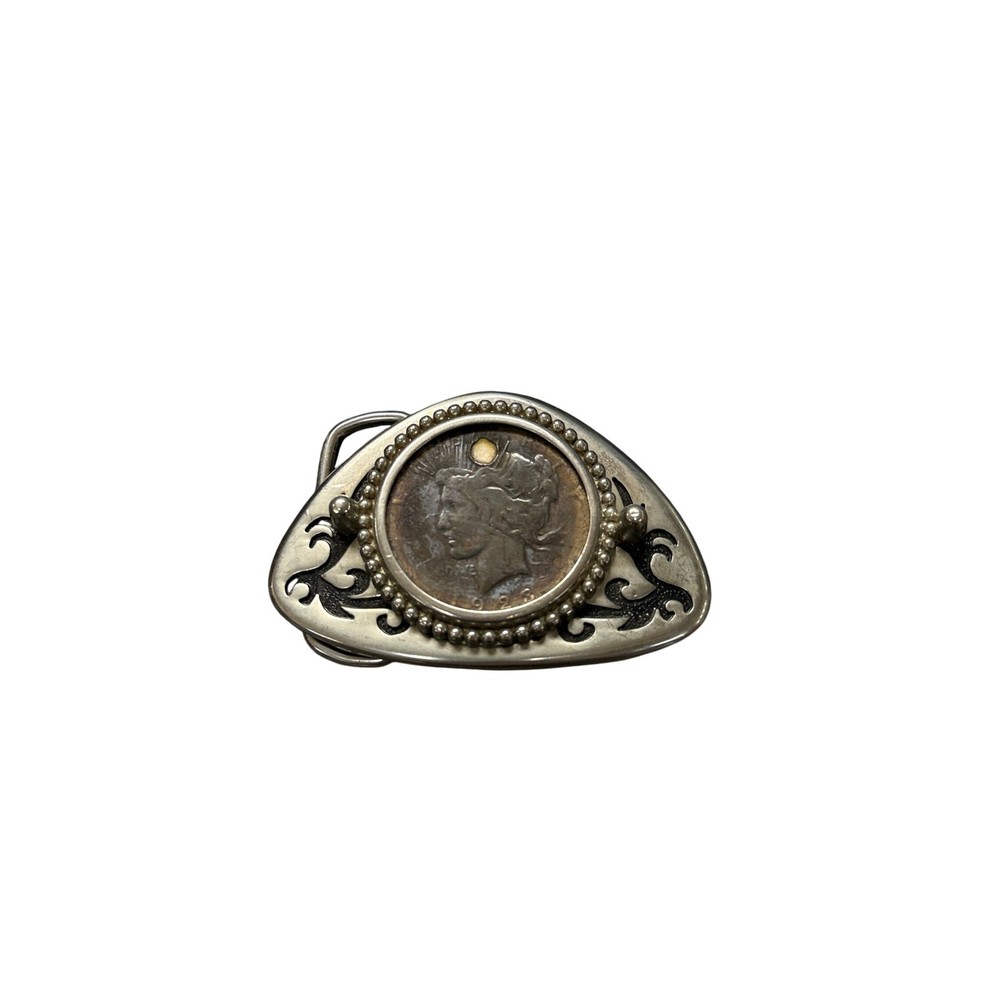 Belt Buckle Unisex OS Silver Good 1923 Peace Dollar Coin Western Boho