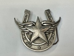 Lucky Star In Horseshoe Vintage 2004 Cutout Great American Products Belt Buckle