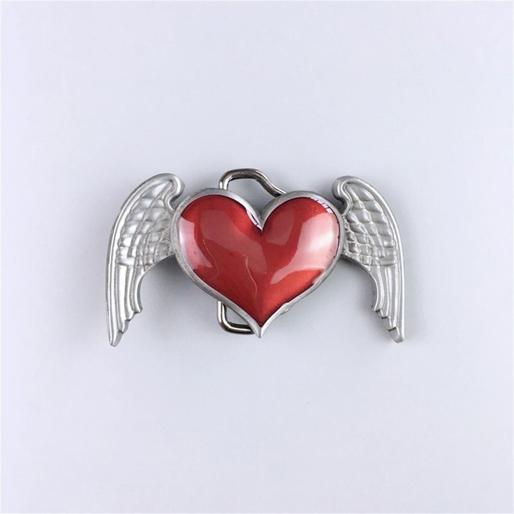 Vintage Enamel Heart Angel Wings Gurtelschnalle Boucle de ceinture