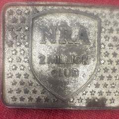 NRA 2 Million Club Silver Tone Metal Belt Buckle Stars Antique Finish 1.5in