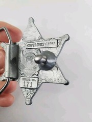 Vintage Texas 6-point Star Sheriff Badge Belt Buckle Pewter New Old Stock