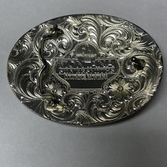 Montana Silversmiths Two-Tone Buffalo Nickel Belt Buckle with Longhorn Skull